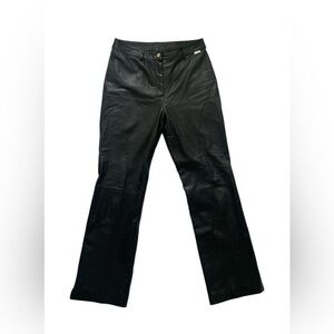 St. John Sport By Marie Gray Women's Black 100% Leather Pants Size 10